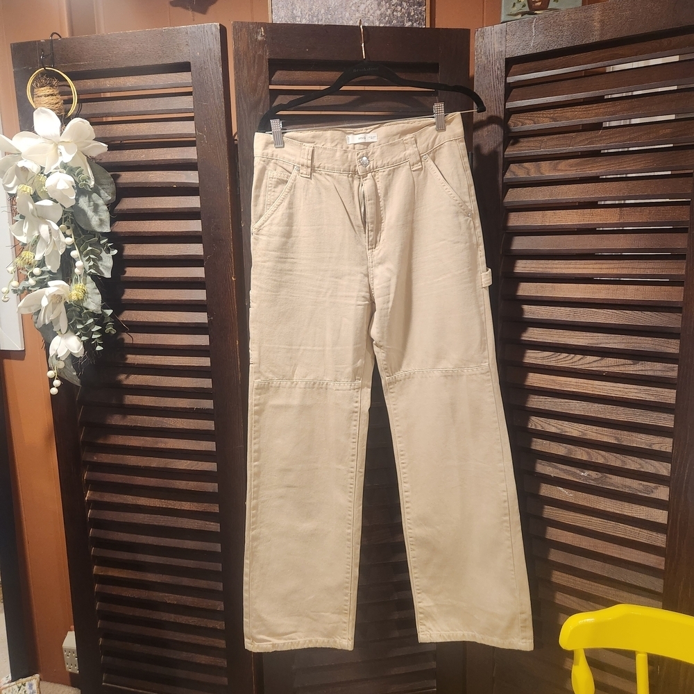 Mango Women's Tan Straight Leg Pants
